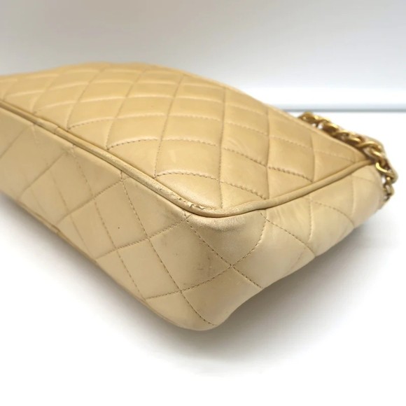 Vintage Chanel Quilted Tassel Camera Bag Beige Leather Chain Strap Shoulder Bag - Picture 9 of 12